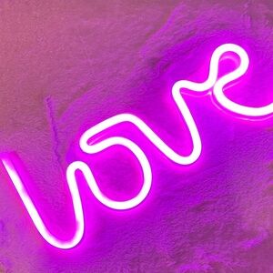 Pink Neon Love Light Up Sign Set of 2: Valentine's Day Decor
